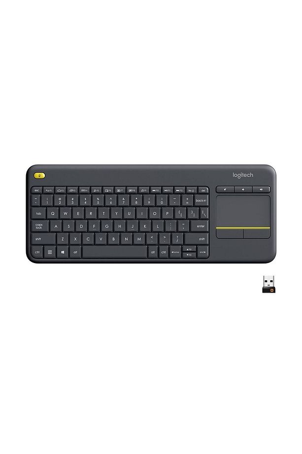 K400 Plus Dokunmatik Yüzeyli USB Bağlantılı Türkçe Q TV Klavyesi - Siyah - 1