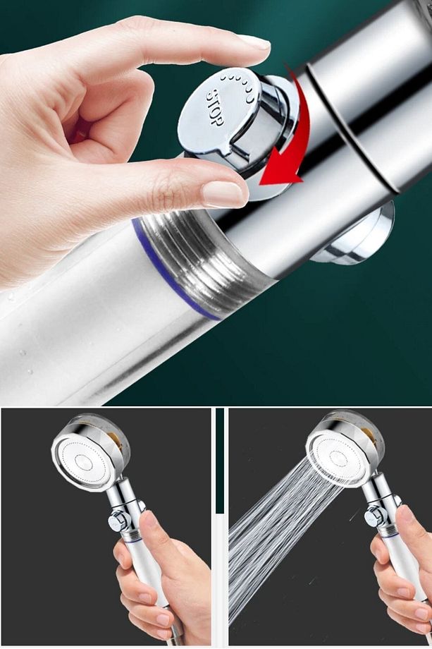 ® Turbo Pervaneli Su Tasarruflu 360 Derece Dönebilen Ayarlanabilir Tazyikli Duş Başlığı - 3