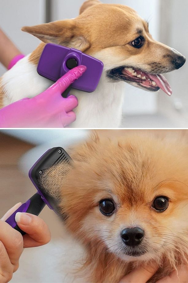 ® Otomatik Temizlenebilen Tuşlu Pratik Kedi Köpek Tüy Toplama Fırçası - 5