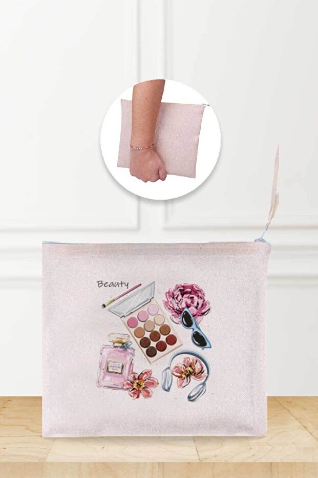 Makeup Supplies Patterned Linen Makeup Bag - 1