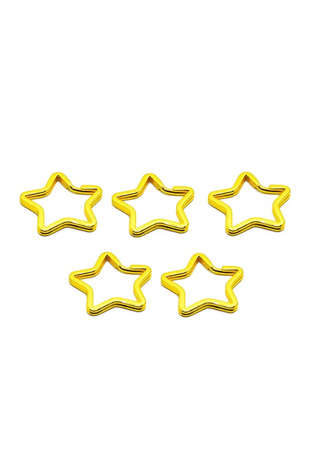 Keychain Ring Without Chain Star Gold 5 Pieces