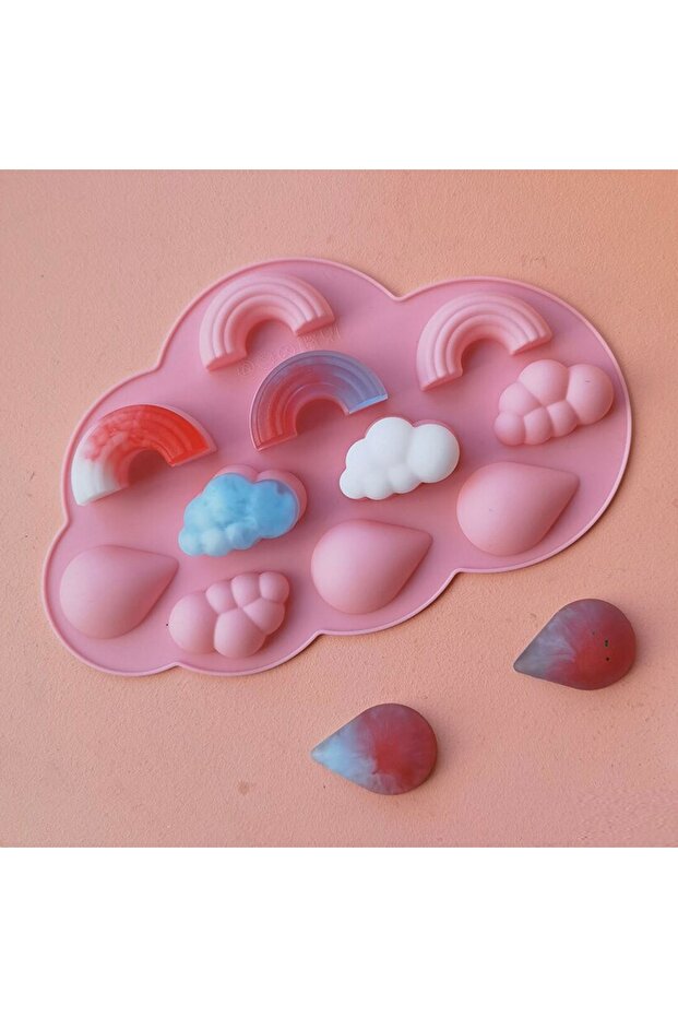 قوالب سيليكون للكيك على شكل سحابة قوس قزح - 3