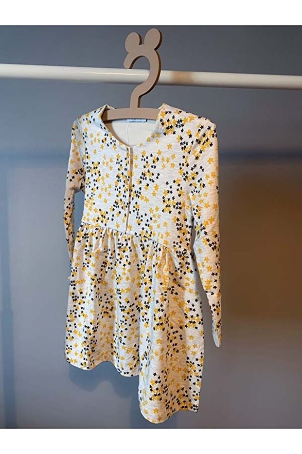 Çiçek Desenli Düğmeli Elbise - 1