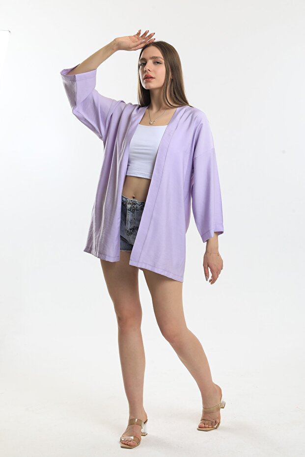 أرجواني الكتان سترة كيمونو - 2