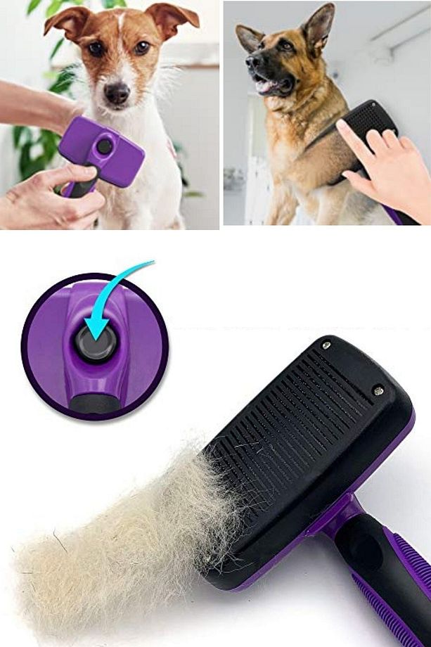 ® Otomatik Temizlenebilen Tuşlu Pratik Kedi Köpek Tüy Toplama Fırçası - 6