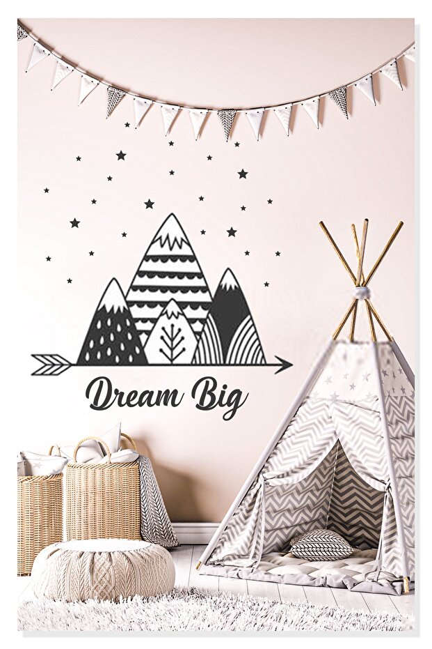 Scandinavian Patterned Mountains Stars Children's Room Wall Sticker