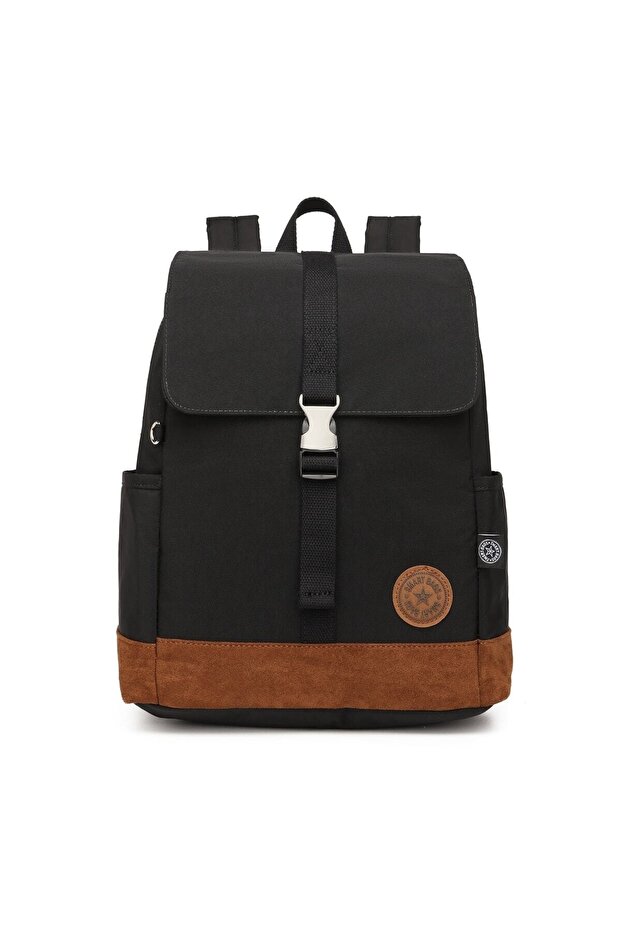 Smart Bags 3092 Süet Detaylı Sırt Çantası Siyah Okul Laptop Bölmeli