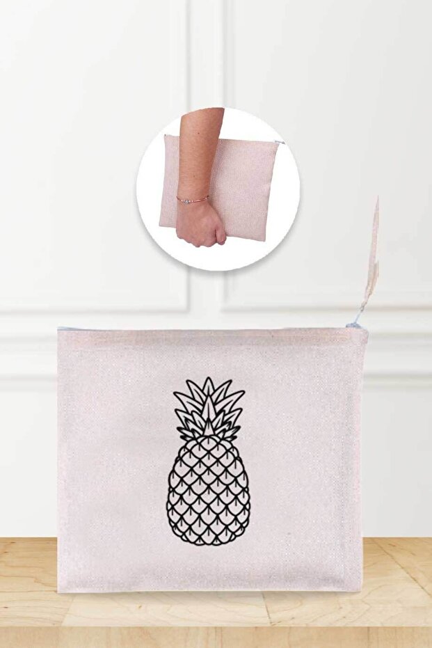 Pineapple Patterned Linen Makeup Bag - 1