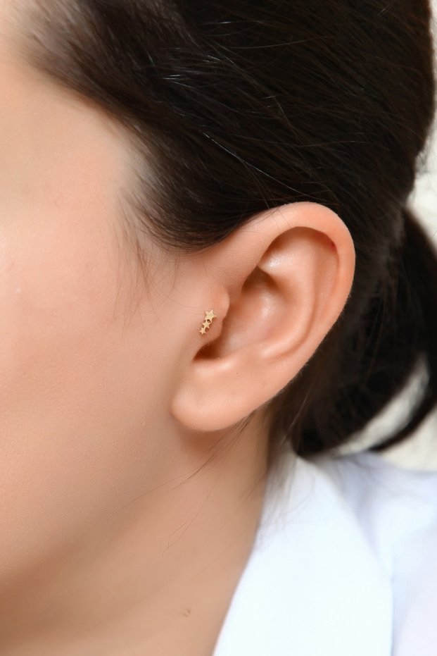 Sıralı Yıldız Altın Piercing