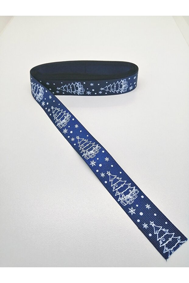 Navy Blue Pine Tree Grosgrain Ribbon 2.5 cm 1 Meter – Ribbon, Stylish Design, Women's Accessory – Ribbon