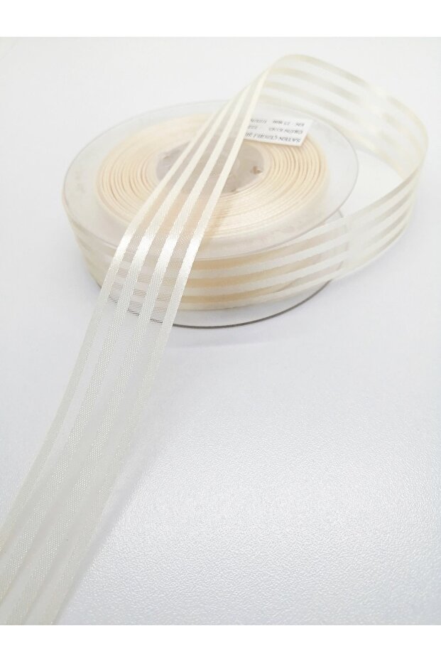 Light Cream Satin Striped Chiffon Ribbon 2.5 cm 3 Meters – Ribbon, Stylish Design, Women's Accessory – Kurd