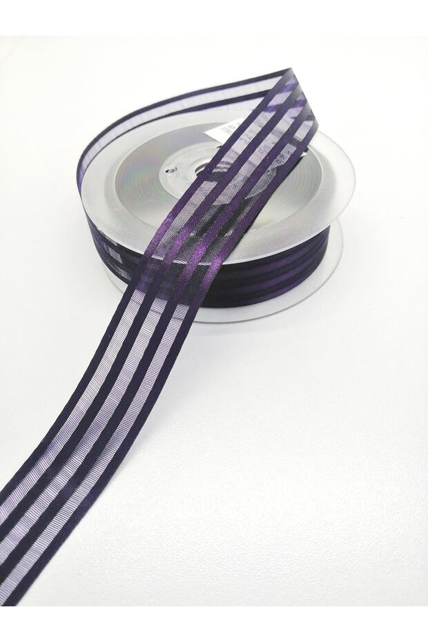 Purple Satin Striped Chiffon Ribbon 2.5 cm 1 Meter – Ribbon, Stylish Design, Women's Accessory – Ribbon