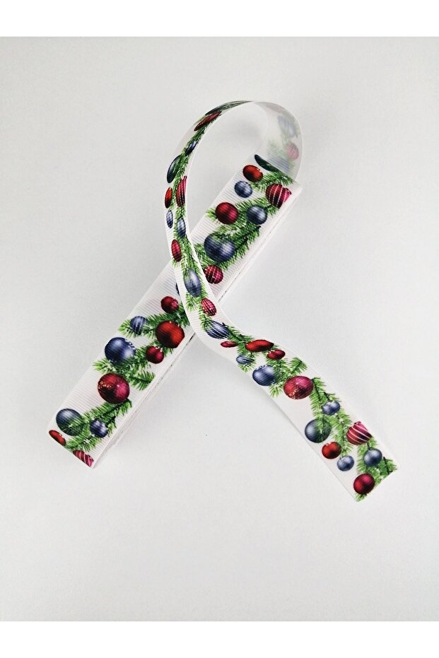 White Pine Tree Patterned Grosgrain Ribbon 2.5 Cm 1 Meter
