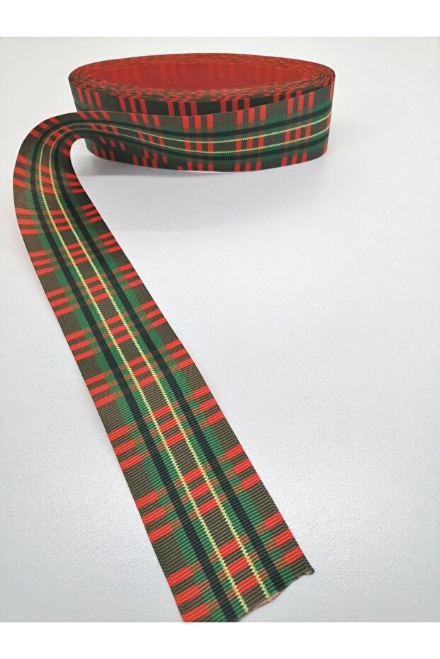 Green Red Patterned Grosgrain Ribbon 4 cm 1 Meter – Ribbon, Stylish Design, Women's Accessory – Kurdel