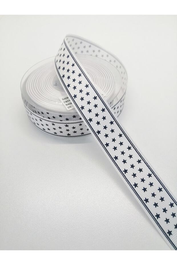 Black White Star Grosgrain Ribbon 2.5 cm 1 Meter – Ribbon, Stylish Design, Women's Accessory – Kurde