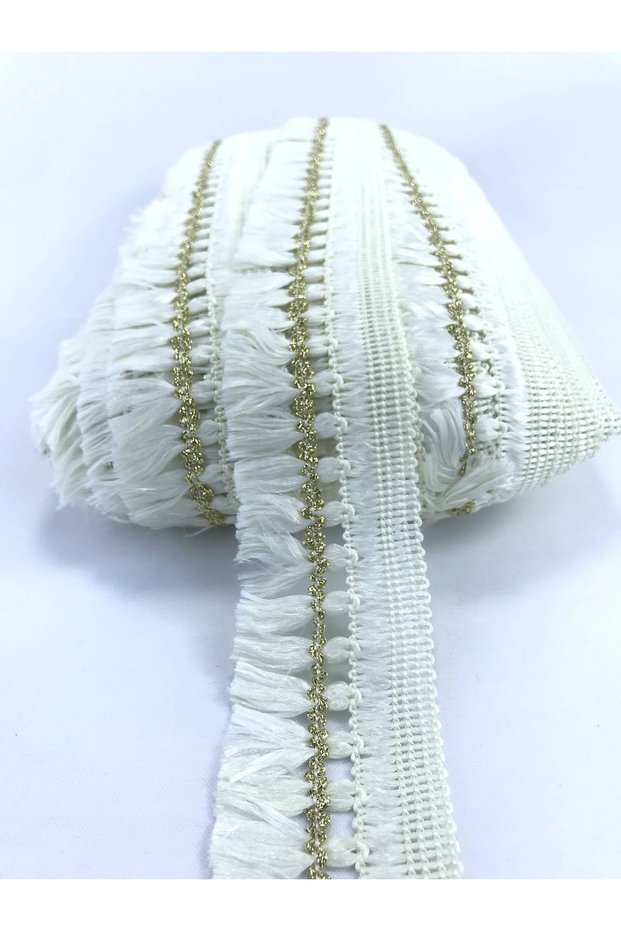 5 Meters Cream Gold Fringe Tassel for Packaging Ornament Edge Ornament – Decorative Ribbon, Stylish Design – D