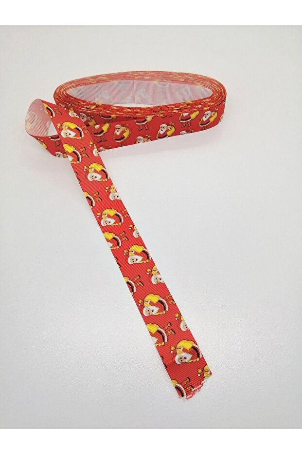 Yellow Red Santa Claus Patterned Grosgrain Ribbon 2.5 cm 1 Meter – Ribbon, Stylish Design – Ribbon – Ku