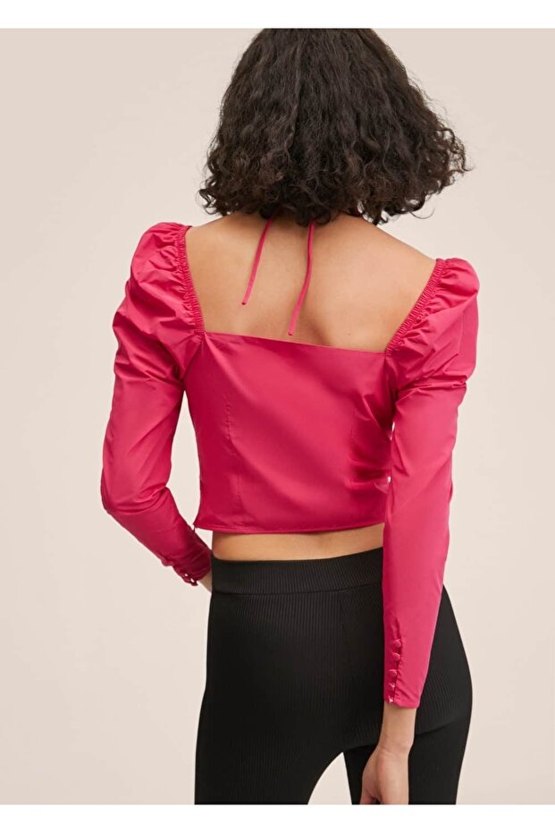 Kabarık Kollu Kısa Bluz - 4