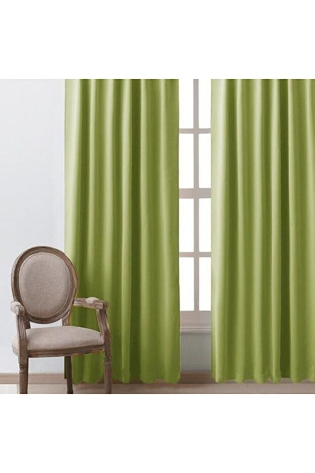 Green Color Honeycomb Velvet Textured Island Background Curtain with Flat Stitching Extraforcing Gathering 1st Class Quality