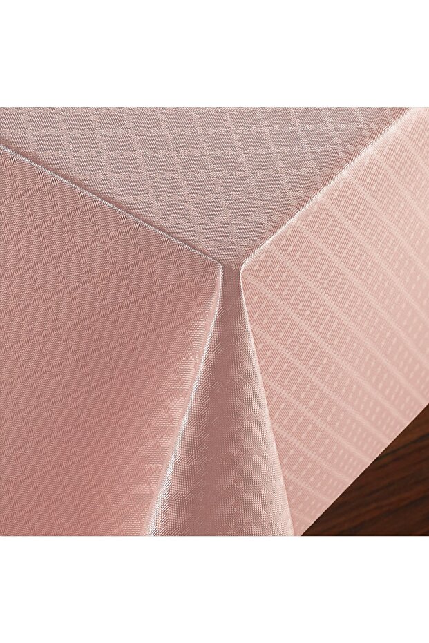 Fiber Lined PVC Tablecloth 100x140cm Erasable Liquid Proof Stain Resistant Diamond Patterned Pink