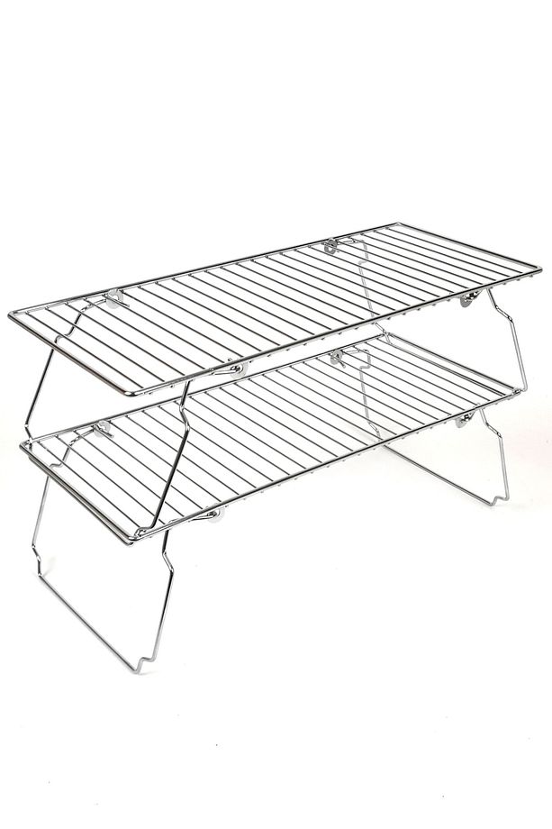 2 Adet Dolap Içi Düzenleyici Raf Katlanır Krom Üst Üste Konulabilir 47x20cm Rd026-1 - 3