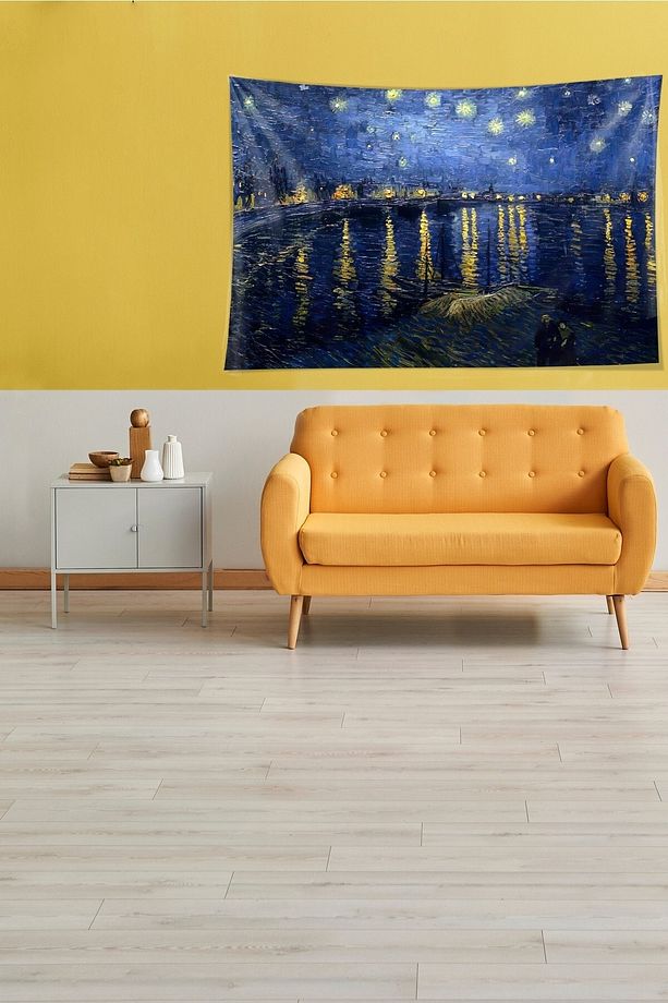 Mavi Ay Işığı Sonatı Leke Tutmaz Kadife Kumaş Duvar Örtüsü Duvar Halısı Tapestry - 1