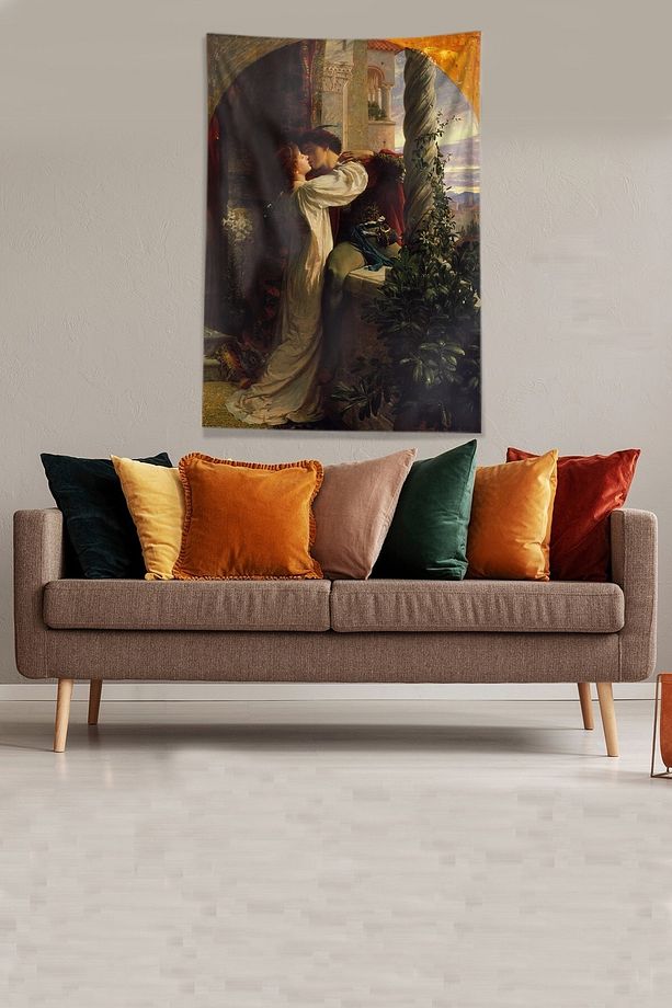 Multirenk Sevgiliye Kavuşma Leke Tutmaz Kadife Kumaş Duvar Örtüsü Duvar Halısı Tapestry - 3
