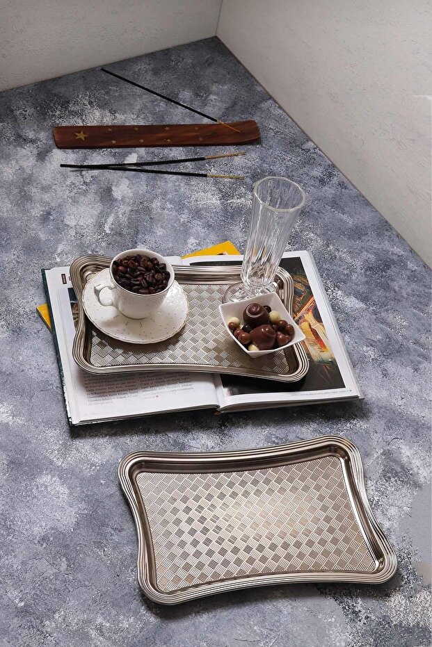 6-Piece Square Patterned Coffee Serving Tray