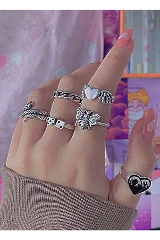 مجموعة خواتم نسائية مكونة من 6 قطع