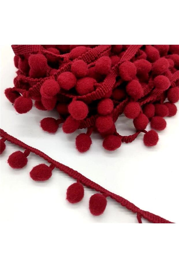 Burgundy Pompom Ribbon Price Is for 5 Meters - Special Design, Accessory, Quality Production, Eye-Catching Style - De
