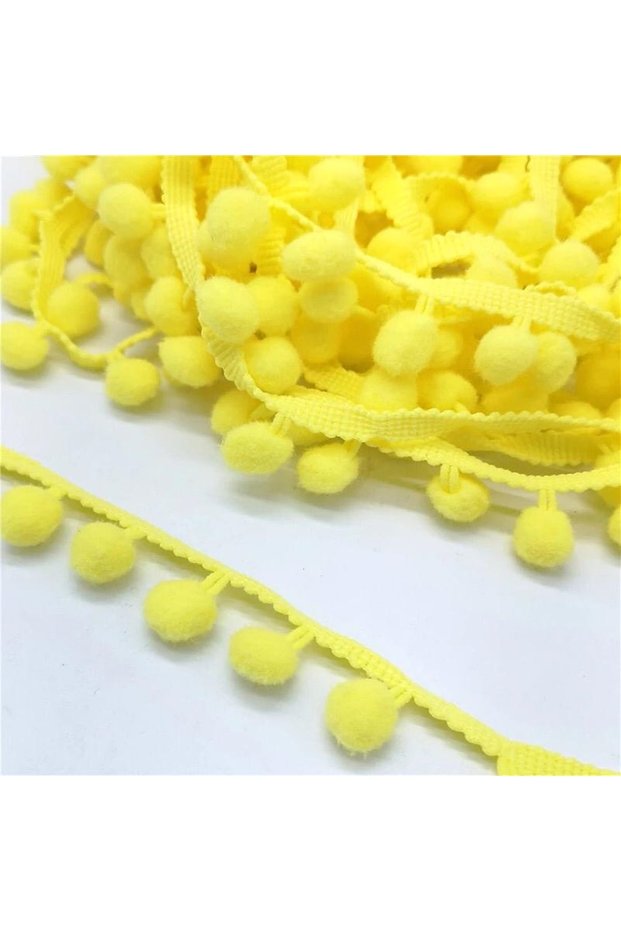 Yellow Pompom Ribbon Price Is for 5 Meters - Special Design, Accessory, Quality Production, Eye-Catching Style - Dek