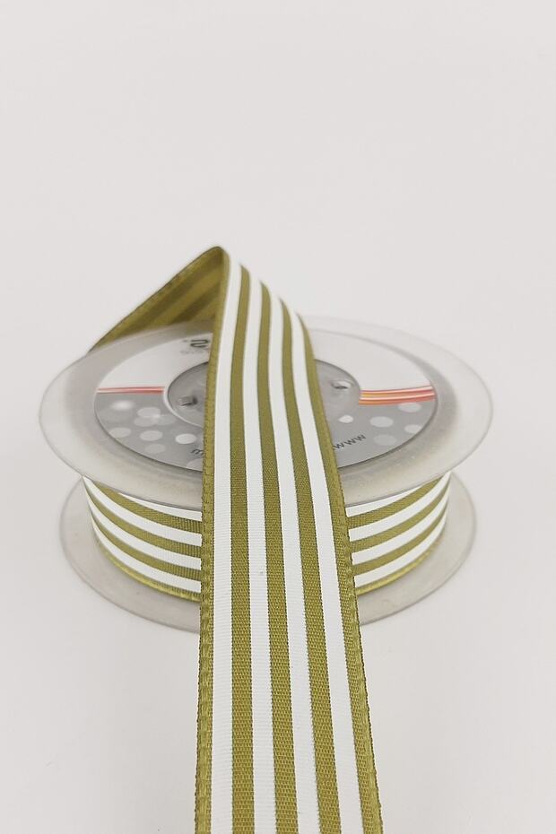 Olive Green Striped Taffeta Ribbon – Special Design, Accessory, Quality Production, Eye-Catching Style – Kur