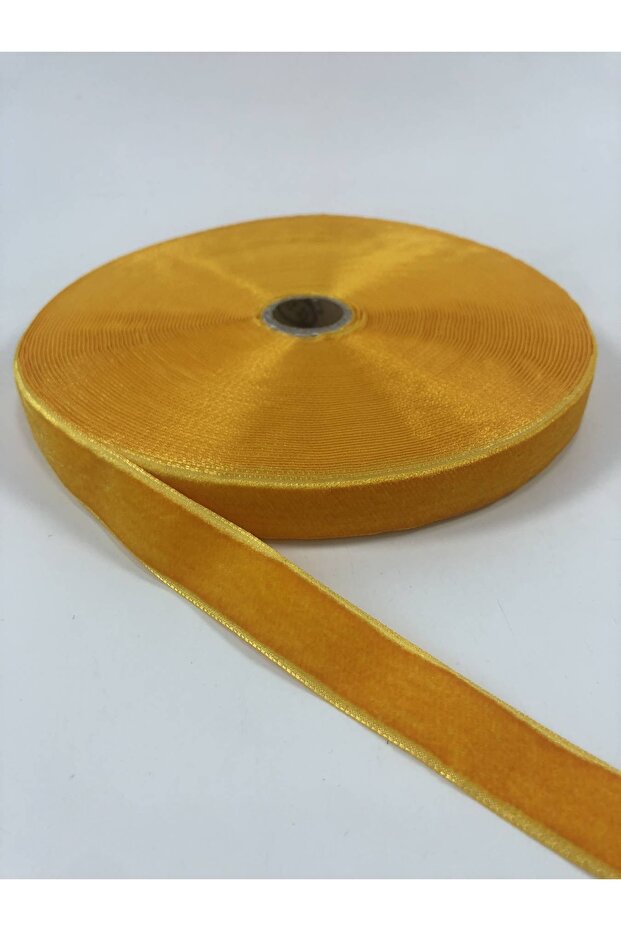 Dark Yellow Velvet Ribbon Price Is for 1 Meter - Special Design, Accessory, Quality Production, Eye-Catching Style
