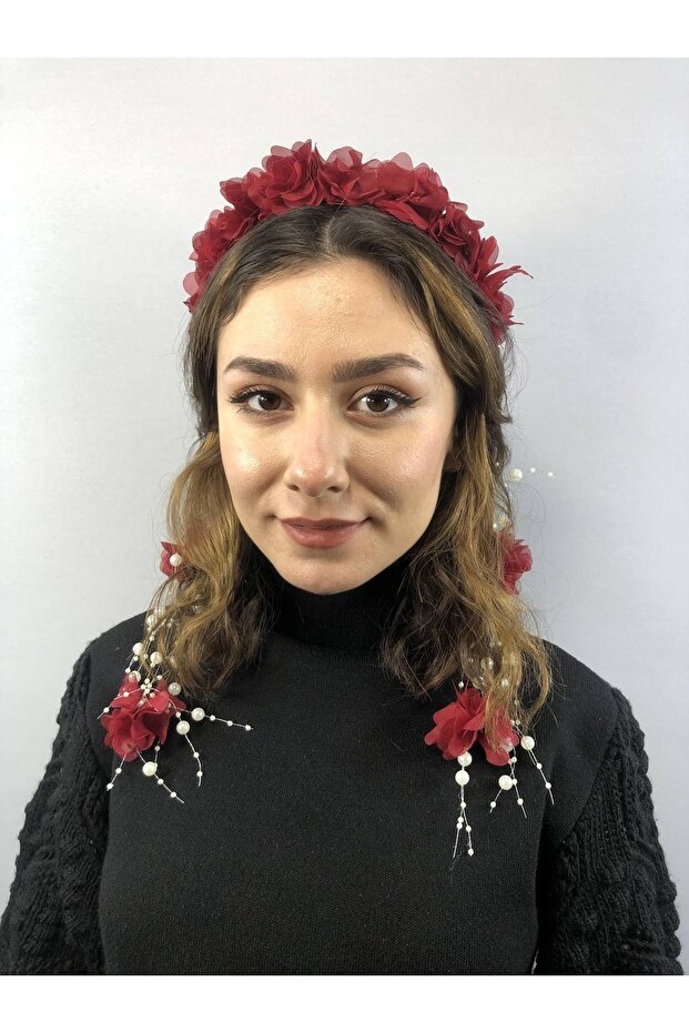 Burgundy Laser Cut Pearl Crown – Special Design, Accessory, Quality Production, Eye-Catching Style