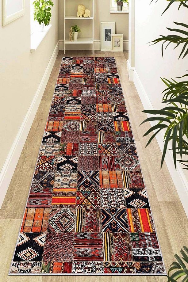 Kaymaz Tabanlı Makinede Yıkanabilir Patchwork Rulo Yolluk Halı - 1