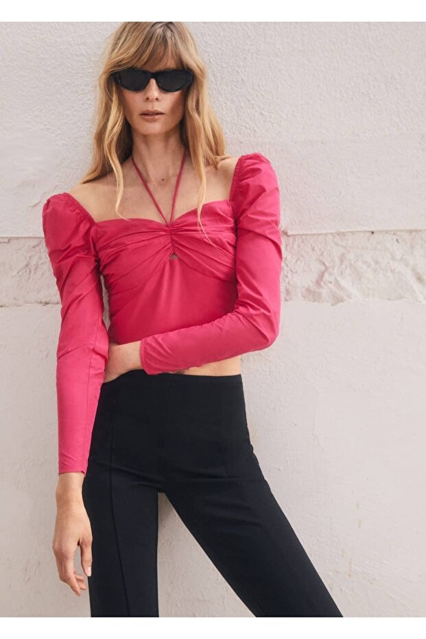 Kabarık Kollu Kısa Bluz - 8