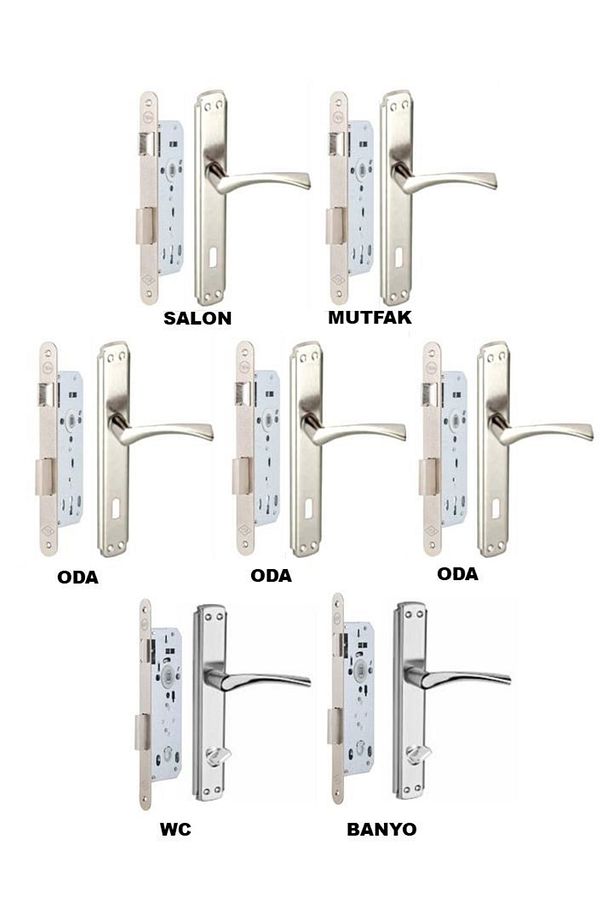 3+1 Daire Kapı Kolu-kilit Seti (7 Takım) 5 Oda Kapı Kolu+kilit 2 Wc Kapı Kolu+kilit - 2