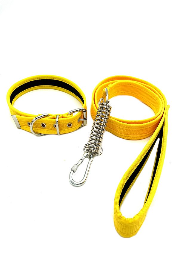 Sarı Köpek Tasması Ve Köpek Gezdirme Seti - 1