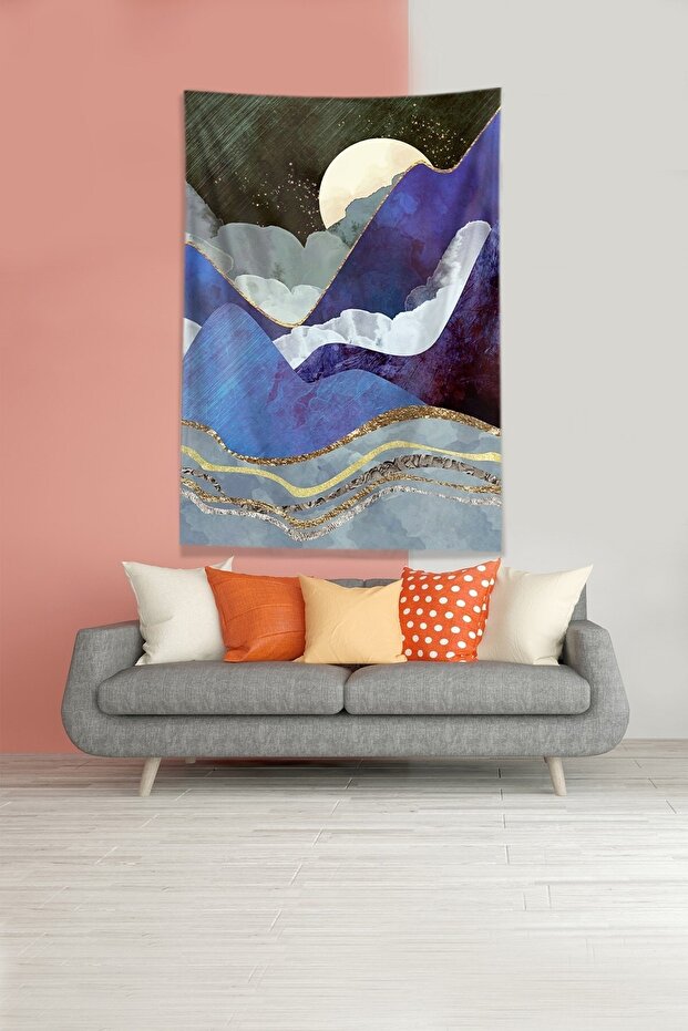غطاء حائط من القماش المخملي المقاوم للبقع من Blue Moon Eclipse Tapestry
