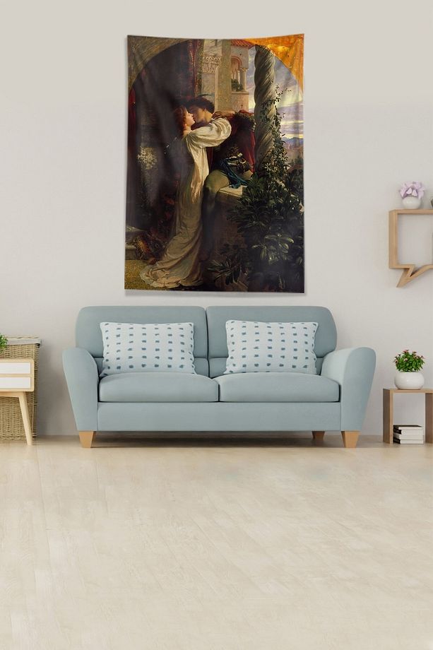 Multirenk Sevgiliye Kavuşma Leke Tutmaz Kadife Kumaş Duvar Örtüsü Duvar Halısı Tapestry - 2