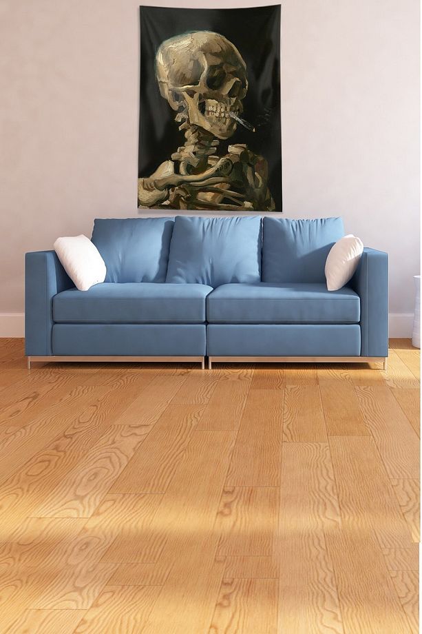Siyah Sigara Tüttrüen Iskelet Leke Tutmaz Kadife Kumaş Duvar Örtüsü Duvar Halısı Tapestry - 2
