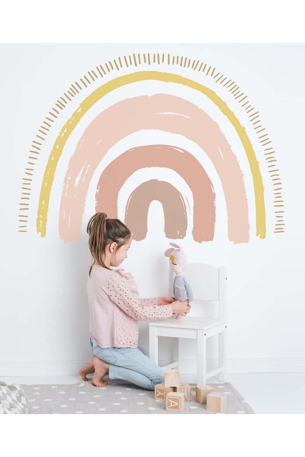 Children's Room Wall Sticker Soft Pastel Colored Rainbow Wall Decoration