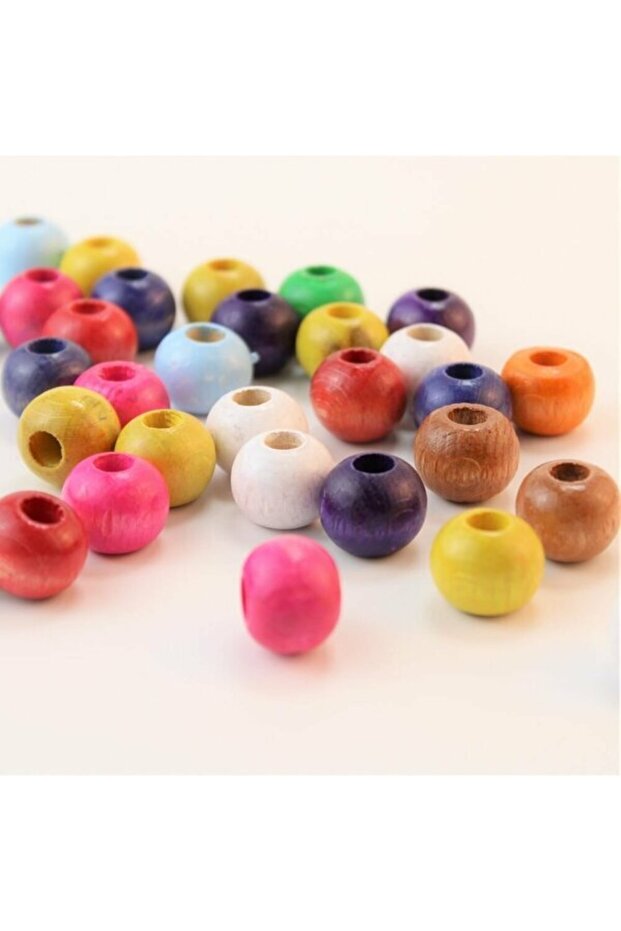 Mixed Color Wooden Beads 20 mm 1 Pack 100 Grams – Beads, Stylish Design, Women's Accessory – Beads