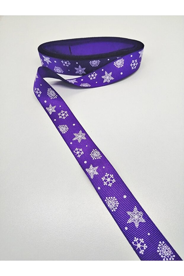 Navy Blue Snowflake Starred Grosgrain Ribbon 2.5 cm 1 Meter – Ribbon, Stylish Design, Women's Accessory