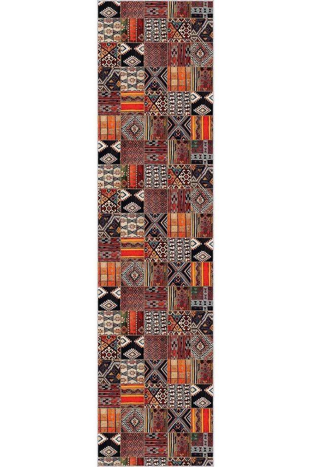 Kaymaz Tabanlı Makinede Yıkanabilir Patchwork Rulo Yolluk Halı - 3