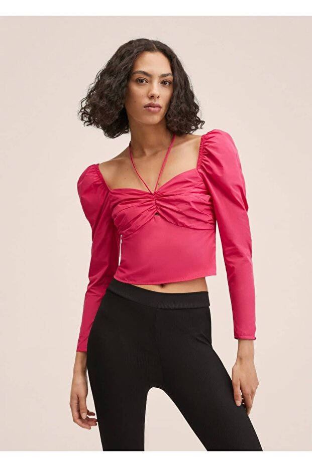 Kabarık Kollu Kısa Bluz - 1