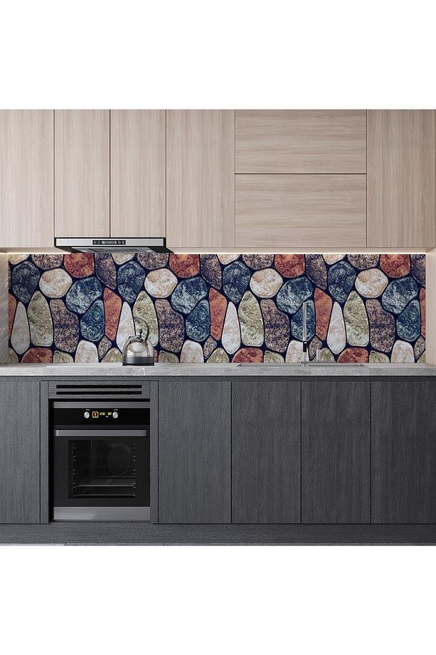 Mutfak Tezgah Arası Folyo Fayans Kaplama Folyosu Mermer Taş Doku 60x100 Cm - 3