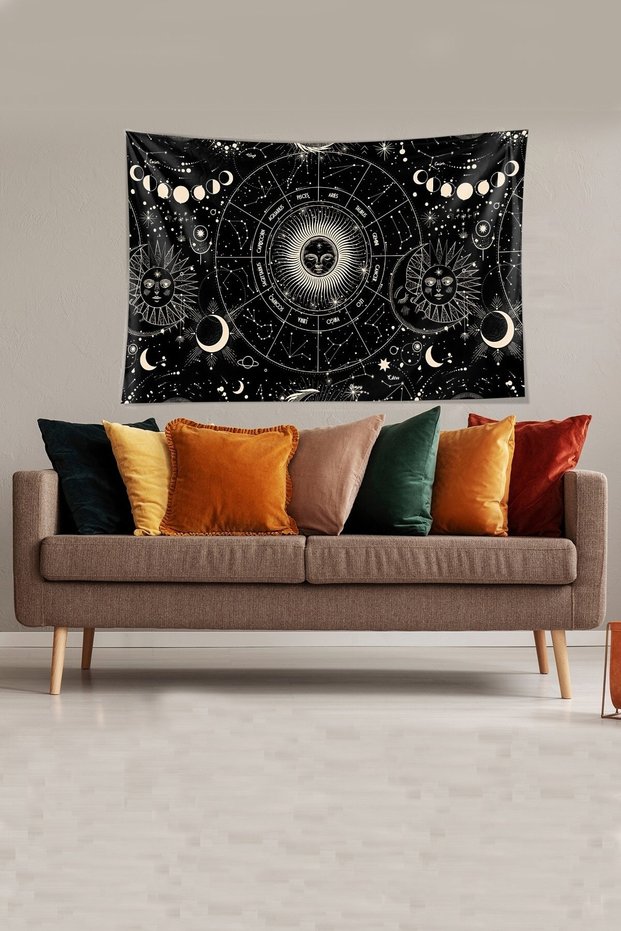 Star Chart Patterned - Stain Resistant Velvet Tapestry