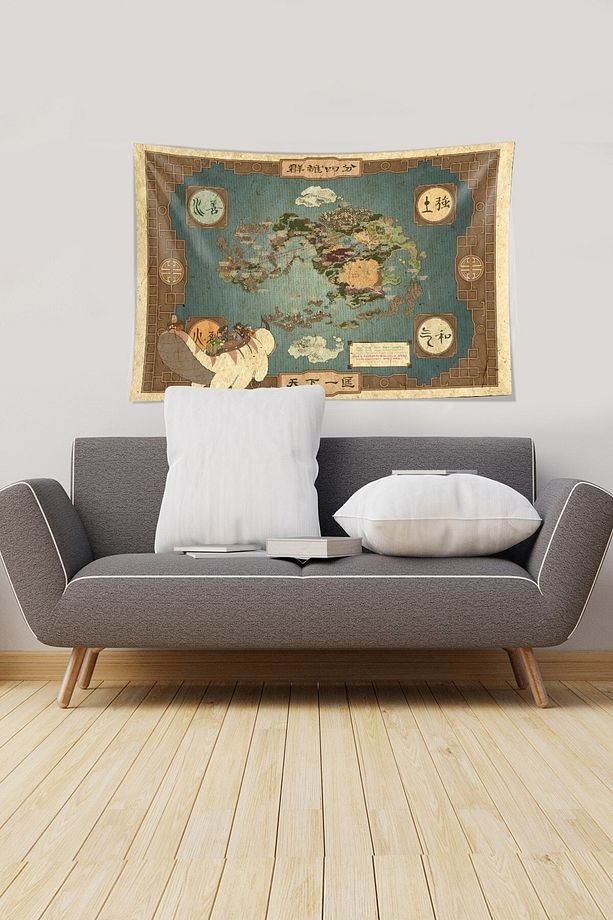 Mavi Avatar Dünya Haritası Leke Tutmaz Kadife Kumaş Duvar Örtüsü Duvar Halısı Tapestry - 2