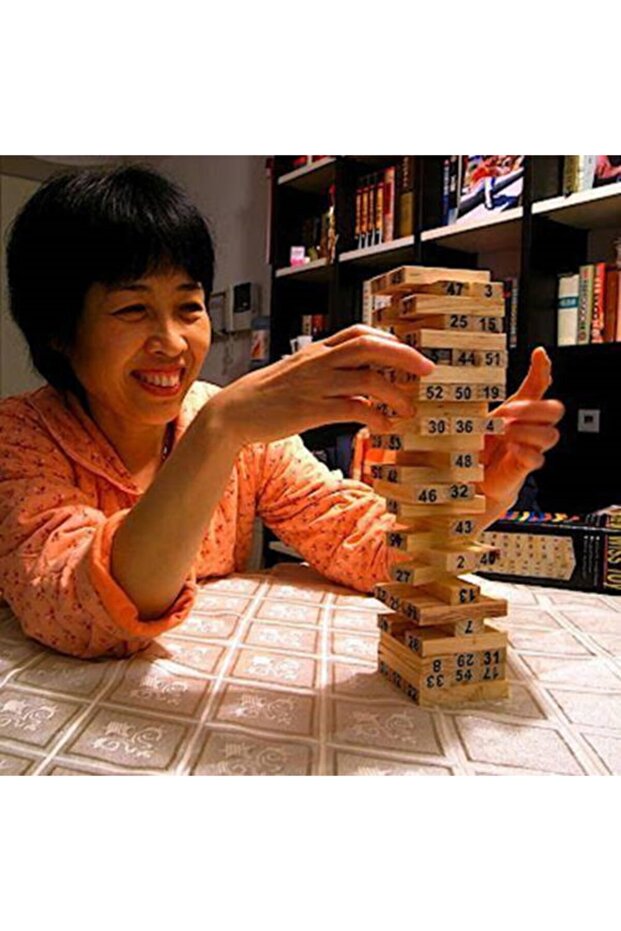 54 Pieces Wooden Block Balance Skill - Without Dice and Cheat Jen-ga Brain Teaser